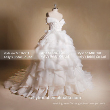 MB16003 Big Long Train Second Marriage Wedding Dresses Ruffle Romantic Wedding Dresses Tulle Gown For Bridal Dresses